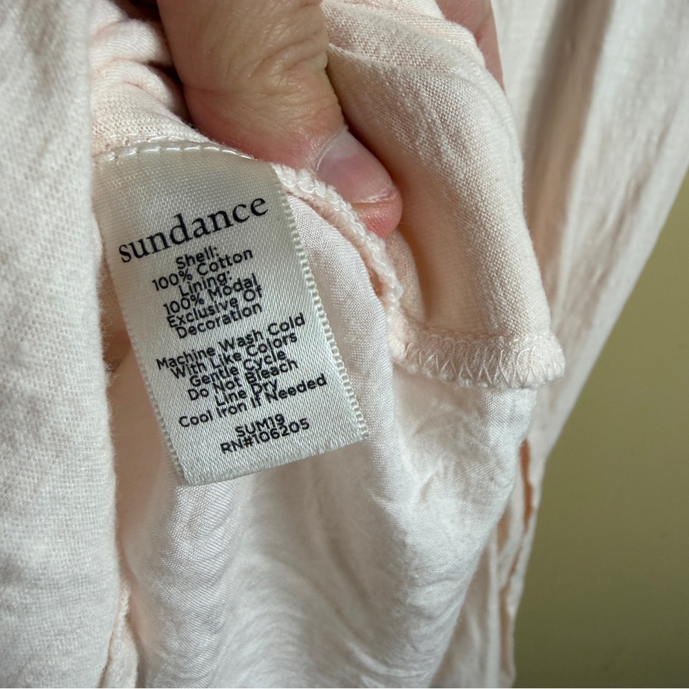 Sundance Embroidered Cream Blouse with Multicolor Floral Accents - Picture 8 of 9